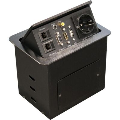 Equip Ciabatta multipresa, Montaggio su tavolo (8x, CEE 7/4, CEE 7/7, HDMI, RJ45, USB-A) Equip Ciabatta multipresa, Montaggio su tavolo (8x, CEE 7/4, CEE 7/7, HDMI, RJ45, USB-A)