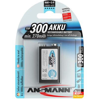Ansmann E-blocco (1 pz., 9V Block, 270 mAh), Batterie + pile Ansmann E-blocco (1 pz., 9V Block, 270 mAh), Batterie + pile