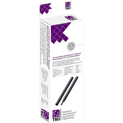 Gaine termoretraibile TRU Components - 4:1, 8mm, Nero, 3 pz Gaine termoretraibile TRU Components - 4:1, 8mm, Nero, 3 pz