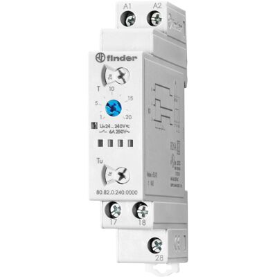 Finder Relè Temporizzatore 80.82.0.240.0000 - Regolabile 0,1s-20min, 2 NO, IP20 Finder Relè Temporizzatore 80.82.0.240.0000 - Regolabile 0,1s-20min, 2 NO, IP20