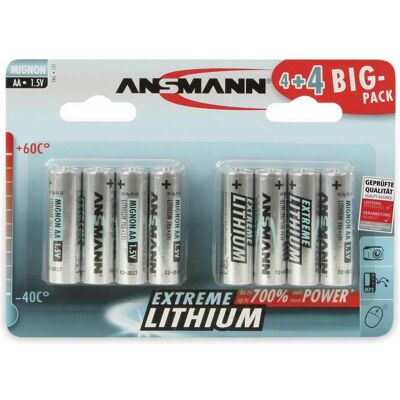 Ansmann 4+4 Extreme Lithium AA Mignon LR 6 Big Pack (8 pz., AA, 3000 mAh), Batterie + pile Ansmann 4+4 Extreme Lithium AA Mignon LR 6 Big Pack (8 pz., AA, 3000 mAh), Batterie + pile