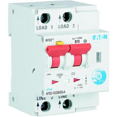 Eaton AFDD 2P - 10A, Sensibilità 30mA, Curva B - Interruttore Eaton AFDD 2P - 10A, Sensibilità 30mA, Curva B - Interruttore