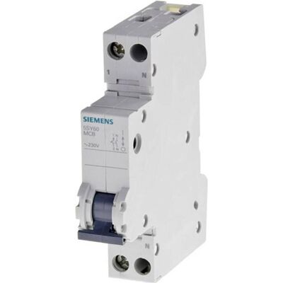Siemens - Interruttore Automático 16A 230V 6kA - Tipo B - 1+N - 18mm Siemens - Interruttore Automático 16A 230V 6kA - Tipo B - 1+N - 18mm