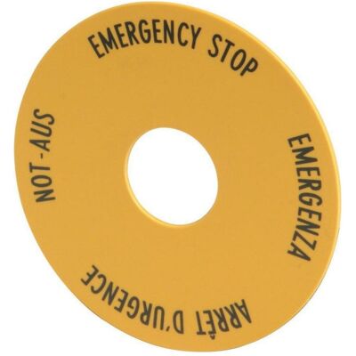 Eaton, Segnaletica di sicurezza, Cartello di emergenza rotondo 90 mm quadrilingue Eaton, Segnaletica di sicurezza, Cartello di emergenza rotondo 90 mm quadrilingue
