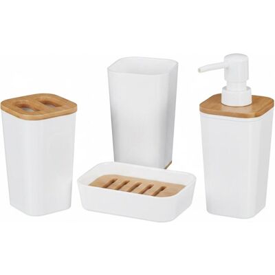 Relaxdays, Distributore di sapone + portasapone, Set da 4 accessori da bagno Relaxdays, Distributore di sapone + portasapone, Set da 4 accessori da bagno