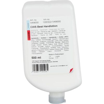 CWS Migliore Lozione per le Mani - Cura delle Mani - 12 x 0,5L Bottiglie CWS Migliore Lozione per le Mani - Cura delle Mani - 12 x 0,5L Bottiglie