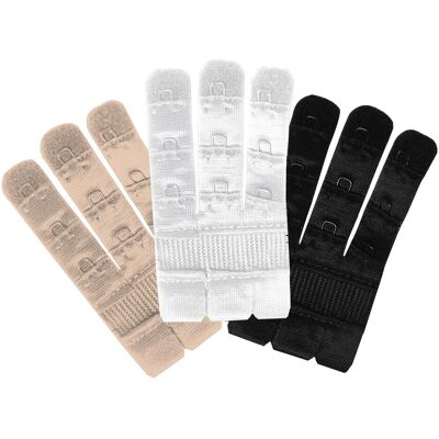 Bye Bra, Reggiseno, Estensori per reggiseno 3 Gancio, Beige, Nero, Bianco, (confezione da 3, Taglia unica) Bye Bra, Reggiseno, Estensori per reggiseno 3 Gancio, Beige, Nero, Bianco, (confezione da 3, Taglia unica)