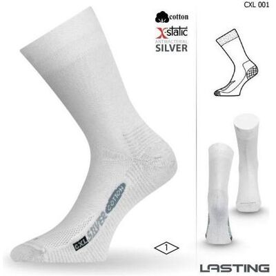 Lasting, Uomini, Calzini, CXL Trekking Socks Cotone con Fibra d'Argento, Bianco, (Confezione singola, M) Lasting, Uomini, Calzini, CXL Trekking Socks Cotone con Fibra d'Argento, Bianco, (Confezione singola, M)