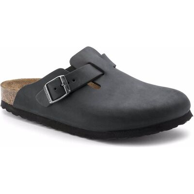 Birkenstock, Unisex, Sandali + Ciabatte, Boston Nubuck in pelle oliata stretta, Nero, (40) Birkenstock, Unisex, Sandali + Ciabatte, Boston Nubuck in pelle oliata stretta, Nero, (40)
