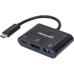 Manhattan Estensore (USB-C, 3 porte), Docking station + Hub USB, Nero Manhattan Estensore (USB-C, 3 porte), Docking station + Hub USB, Nero