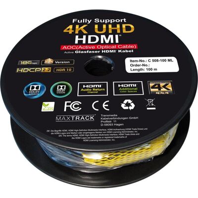 MAXTRACK C508-100M - Cavo HDMI Ottico Attivo 4K 100 m MAXTRACK C508-100M - Cavo HDMI Ottico Attivo 4K 100 m