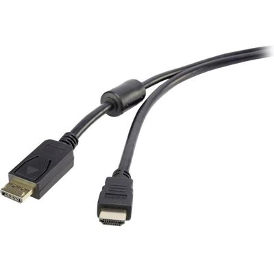 Cavo adattatore DisplayPort a HDMI - 5m, nero, ferrite, oro Cavo adattatore DisplayPort a HDMI - 5m, nero, ferrite, oro
