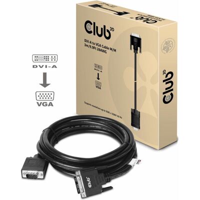 Club 3D Dvi — VGA (3 m), Cavo video, Nero Club 3D Dvi — VGA (3 m), Cavo video, Nero