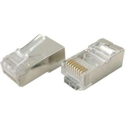 Tecline Spina modulare per cavo rotondo, schermato, 8P8C (RJ45), PU: 10 Spina RJ45 per cavo patch (Connettore del cavo di rete), Accessori di rete Tecline Spina modulare per cavo rotondo, schermato, 8P8C (RJ45), PU: 10 Spina RJ45 per cavo patch (Connettore del cavo di rete), Accessori di rete