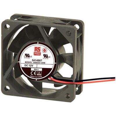 Ventilatore assiale RS PRO 60x60x25mm 12V DC 2,8W 4500rpm - Ventilatore Assiale Ventilatore assiale RS PRO 60x60x25mm 12V DC 2,8W 4500rpm - Ventilatore Assiale