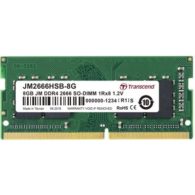 Transcend 8GB DDR4 COSÌ-DIMM 2666 (1 x 8GB, 2666 MHz, DDR4-RAM, SO-DIMM), Memoria RAM Transcend 8GB DDR4 COSÌ-DIMM 2666 (1 x 8GB, 2666 MHz, DDR4-RAM, SO-DIMM), Memoria RAM