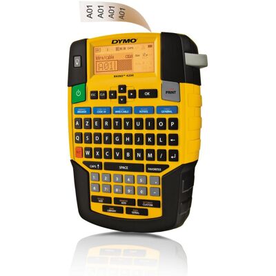 Dymo Rhino 4200 Azerty 19mm PB1 FR/BE (180 dpi), Stampante di etichette, Nero, Giallo Dymo Rhino 4200 Azerty 19mm PB1 FR/BE (180 dpi), Stampante di etichette, Nero, Giallo