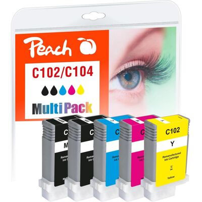 Peach, Cartucce, Inchiostro Canon PFI-102 / 104M BK, MBK, C, M, Y (C, FC, M, MBK, Y) Peach, Cartucce, Inchiostro Canon PFI-102 / 104M BK, MBK, C, M, Y (C, FC, M, MBK, Y)