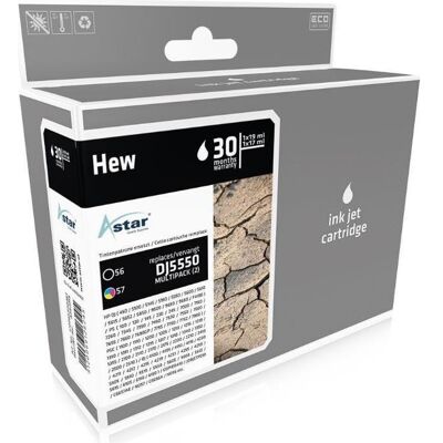 Astar - Modello C6657A/C6656A - Confezione da 2 cartucce per HP 51XX/55XX/56XX - Colore e nero Astar - Modello C6657A/C6656A - Confezione da 2 cartucce per HP 51XX/55XX/56XX - Colore e nero