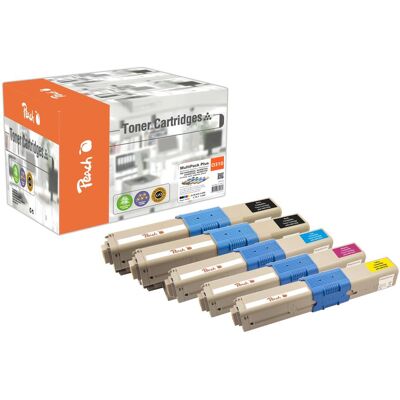 Cartuccia toner Peach PT616 - Confezione da 5 - Nero, Ciano, Magenta, Giallo - Compatibile con Oki Cartuccia toner Peach PT616 - Confezione da 5 - Nero, Ciano, Magenta, Giallo - Compatibile con Oki