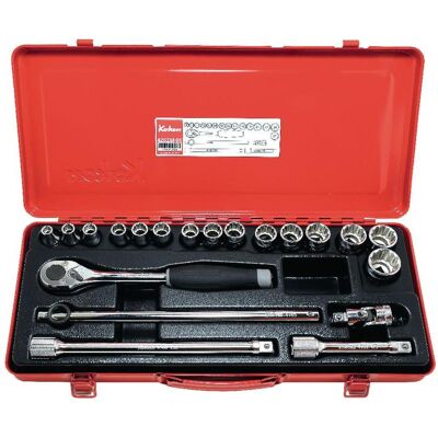 Koken, Chiave a bussola + esagonale, Set di chiavi a bussola a dodici lati (10 mm, 11 mm, 12 mm, 13 mm, 14 mm, 15 mm, 16 mm, 17 mm, 18 mm, 19 mm, 21 mm, 22 mm, 24 mm, 27 mm, 8 mm) Koken, Chiave a bussola + esagonale, Set di chiavi a bussola a dodici lati (10 mm, 11 mm, 12 mm, 13 mm, 14 mm, 15 mm, 16 mm, 17 mm, 18 mm, 19 mm, 21 mm, 22 mm, 24 mm, 27 mm, 8 mm)