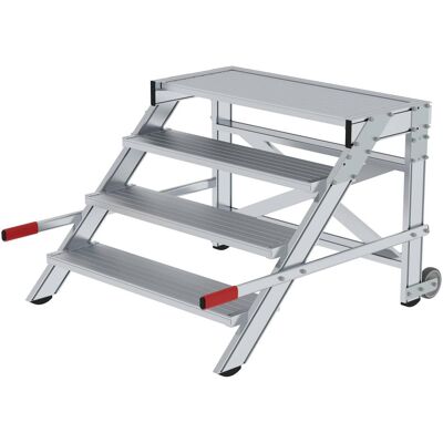 Munk, Scala a pioli, Piattaforma di lavoro mobile, larghezza gradini 1000 mm, alluminio nervato 4 gradini (Ponteggio, 131.50 cm) Munk, Scala a pioli, Piattaforma di lavoro mobile, larghezza gradini 1000 mm, alluminio nervato 4 gradini (Ponteggio, 131.50 cm)