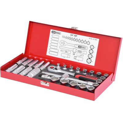 KS Tools, Chiave a bussola + esagonale, Set di bussole 3/8 30 pezzi. KS Tools, Chiave a bussola + esagonale, Set di bussole 3/8 30 pezzi.