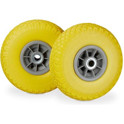 Relaxdays, Carrello di trasporto, Set di 2 ruote per carriola 3. PU Relaxdays, Carrello di trasporto, Set di 2 ruote per carriola 3. PU