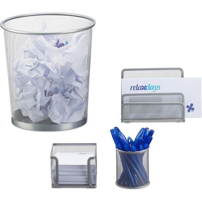 Relaxdays, Accessori per scrivania, Set organizer da scrivania 4 pezzi Relaxdays, Accessori per scrivania, Set organizer da scrivania 4 pezzi