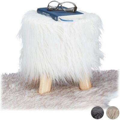 Relaxdays, Sgabello + Pouf, Sgabello con pelliccia sintetica (31 x 31 cm) Relaxdays, Sgabello + Pouf, Sgabello con pelliccia sintetica (31 x 31 cm)