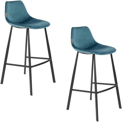 Sgabello in velluto Franky di Dutchbone - Blu Sgabello in velluto Franky di Dutchbone - Blu