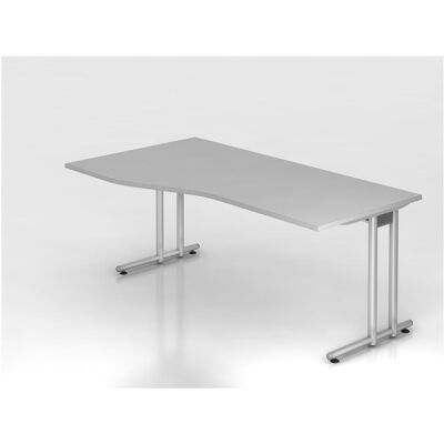 Tavolo da ufficio HAMMERBACHER Prokura - Grigio chiaro, Forma trapezoidale, Piedini argento Tavolo da ufficio HAMMERBACHER Prokura - Grigio chiaro, Forma trapezoidale, Piedini argento