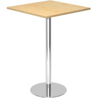 Tavolo alto Kaiserkraft - 800x800mm, altezza 1116mm, struttura cromata, piano in acero decorativo Tavolo alto Kaiserkraft - 800x800mm, altezza 1116mm, struttura cromata, piano in acero decorativo