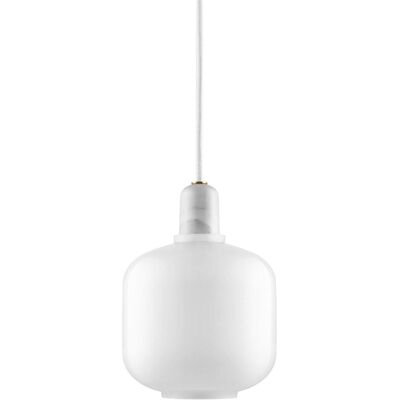 Lampada a Sospensione in Marmo e Vetro di Normann Copenhagen - 17cm - Bianco - Luce interna Lampada a Sospensione in Marmo e Vetro di Normann Copenhagen - 17cm - Bianco - Luce interna