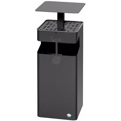 VAR, Portacenere, Contenitore per rifiuti con posacenere e tettuccio, capacità 38 l, ossido di VAR, Portacenere, Contenitore per rifiuti con posacenere e tettuccio, capacità 38 l, ossido di
