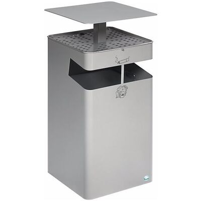 VAR, Portacenere, Contenitore per rifiuti con posacenere e tettuccio, capacità 72 l, argento. VAR, Portacenere, Contenitore per rifiuti con posacenere e tettuccio, capacità 72 l, argento.