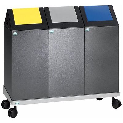 VAR, Carrello di trasporto, Carrello da trasporto, per 3 contenitori per la raccolta differenziata, lamiera VAR, Carrello di trasporto, Carrello da trasporto, per 3 contenitori per la raccolta differenziata, lamiera