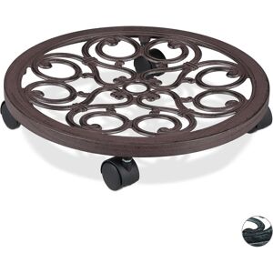 Relaxdays, Portapiante + Piedistallo per fiori, Carrello Portavasi Rotondo, Metallo Relaxdays, Portapiante + Piedistallo per fiori, Carrello Portavasi Rotondo, Metallo