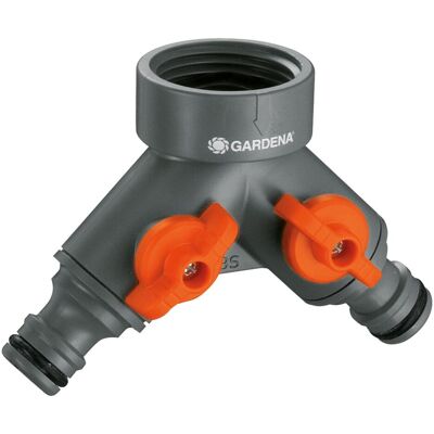 Gardena, Raccordo per tubo flessibile, Valvola a due vie (Adattatore per rubinetto, Multi-accoppiamento, 13 mm) Gardena, Raccordo per tubo flessibile, Valvola a due vie (Adattatore per rubinetto, Multi-accoppiamento, 13 mm)
