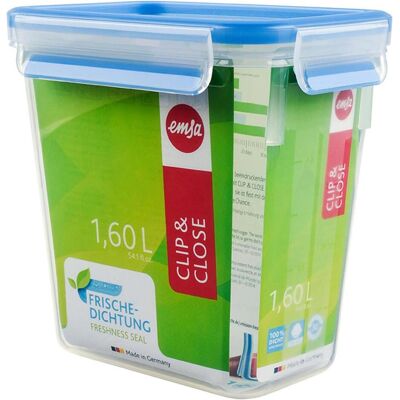 Emsa Clip & Close, Contenitore per alimenti, Blu, Trasparente Emsa Clip & Close, Contenitore per alimenti, Blu, Trasparente