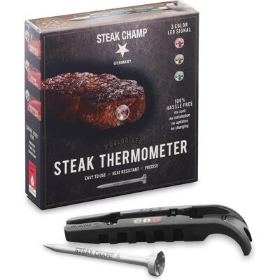 Termometro per carne senza fili in acciaio inossidabile SteakChamp - Preciso e Durevole - Perfetto per grigliare Termometro per carne senza fili in acciaio inossidabile SteakChamp - Preciso e Durevole - Perfetto per grigliare