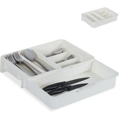 Relaxdays Portaposate da Cassetto, Regolabile, Portaposate, Bianco Relaxdays Portaposate da Cassetto, Regolabile, Portaposate, Bianco