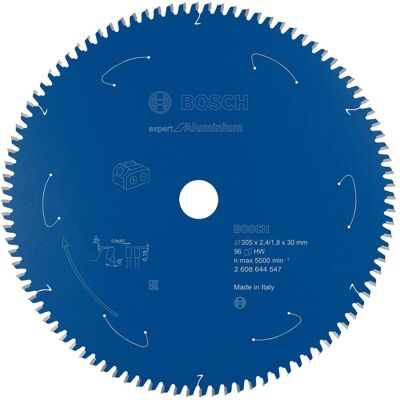 Bosch Professional Zubehör, Lama, Lama circolare Expert per alluminio per seghe a batteria, 305 x 2,4/1,8 x 30, 96 denti Bosch Professional Zubehör, Lama, Lama circolare Expert per alluminio per seghe a batteria, 305 x 2,4/1,8 x 30, 96 denti