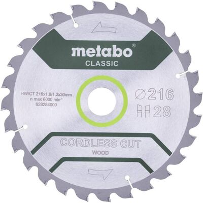 Metabo Taglio Legno Senza Filo - Lama Circolare 28T Metabo Taglio Legno Senza Filo - Lama Circolare 28T