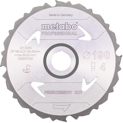 Metabo Tagliacemento in fibra di cemento professionale 628297000 Lama circolare 190 x 30 x 1.6 mm - Tipo di prodotto Metabo Tagliacemento in fibra di cemento professionale 628297000 Lama circolare 190 x 30 x 1.6 mm - Tipo di prodotto