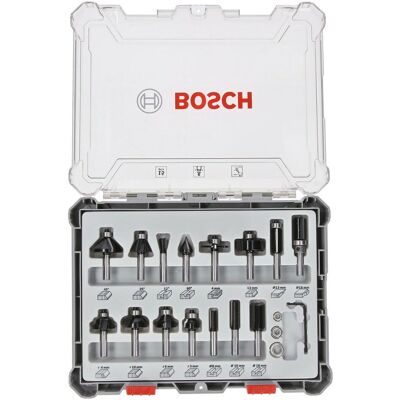 Set di Frese Bosch - 15 pezzi, innesto da 6 mm Set di Frese Bosch - 15 pezzi, innesto da 6 mm