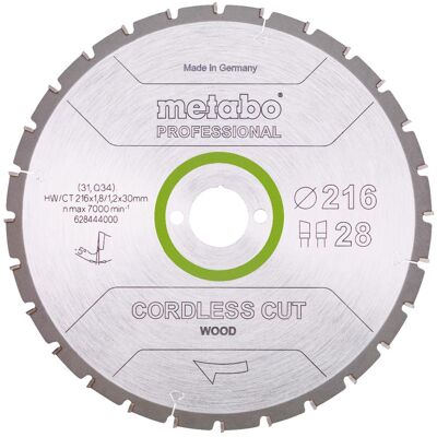 Lama di Sega Circolare Senza Fili Metabo - 216mm - 28T - Professionale Lama di Sega Circolare Senza Fili Metabo - 216mm - 28T - Professionale