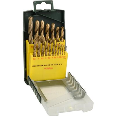 Set di trapani Bosch - 19 pz HSS-TiN per metallo, plastica, acciaio Set di trapani Bosch - 19 pz HSS-TiN per metallo, plastica, acciaio