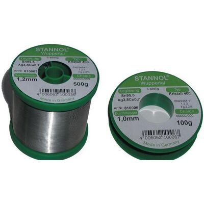 Filo per saldatura senza piombo Stannol Sn95,5Ag3,8Cu0,7 - Eutettico 217°C Filo per saldatura senza piombo Stannol Sn95,5Ag3,8Cu0,7 - Eutettico 217°C