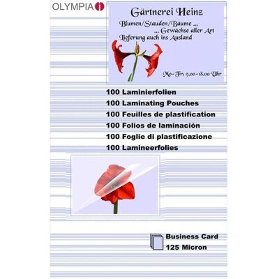 Olympia Pouches di plastificazione, Biglietti da visita laminati (Speciale, 100 pz., 125 µm) Olympia Pouches di plastificazione, Biglietti da visita laminati (Speciale, 100 pz., 125 µm)